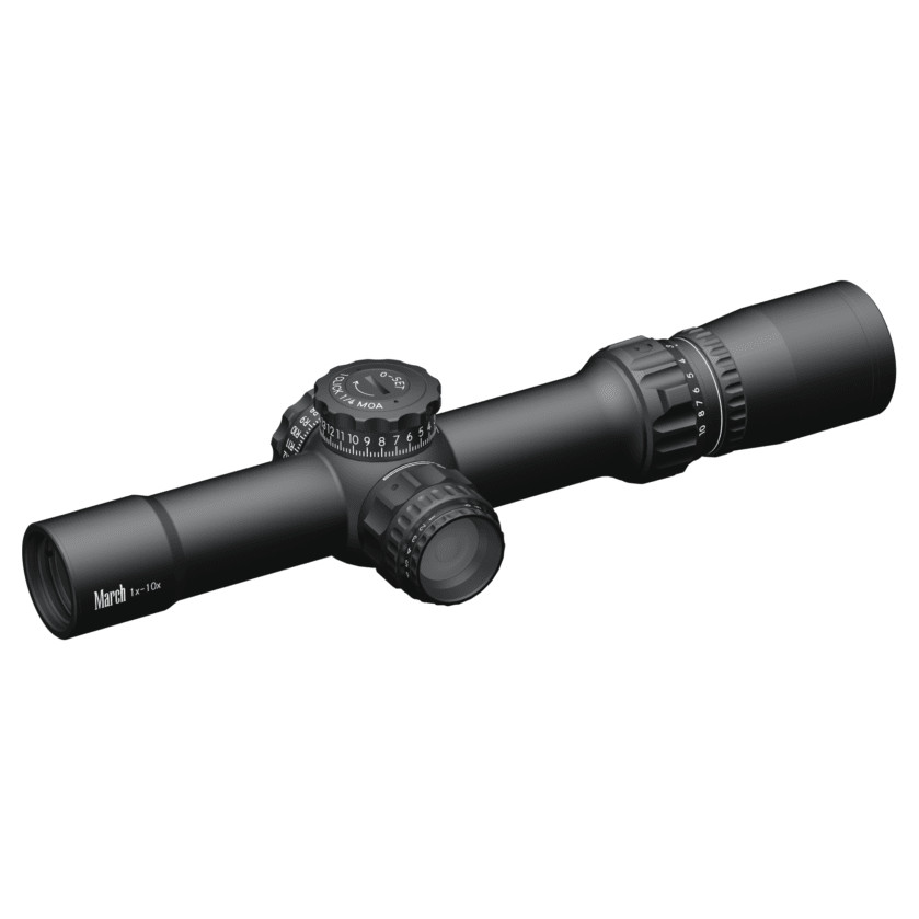 March Scopes March Compact Tactical 1-10x24mm SFP FD-1 Reticle 1/4MOA 6Level Illum Riflescope D10V24TI-FD-1 - March Scopes