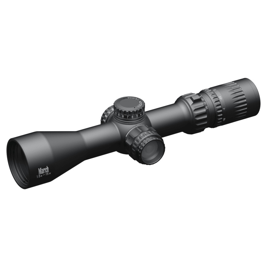 March Scopes March Compact 1.5-15x42mm SFP FD-1 Reticle 1/4MOA 6Level Illum Riflescope D15V42I-FD-1 - March Scopes