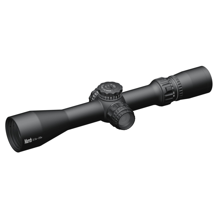 March Scopes March Compact Tactical 2.5-25x42mm SFP MTR-3 Reticle 1/4MOA 6Level Illum Riflescope D25V42TI-MTR-3 - March Scopes