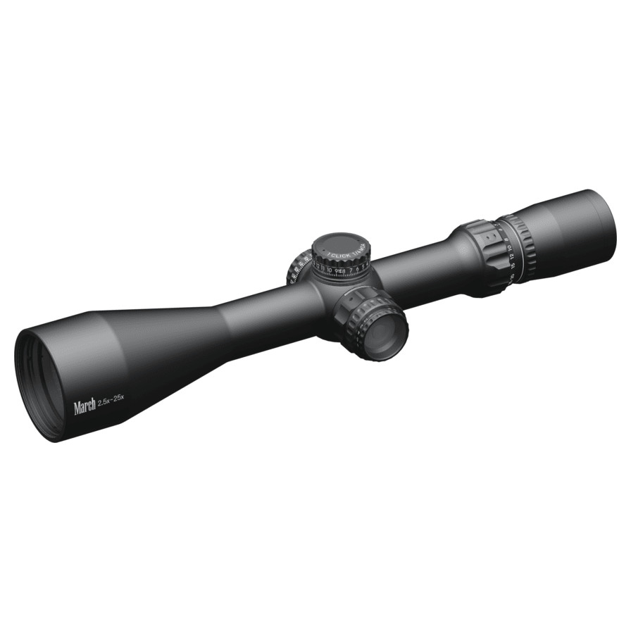 March Scopes March Compact 2.5-25x52mm SFP MTR-5 Reticle 1/4MOA 6Level Illum Riflescope D25V52I-MTR-5 - March Scopes