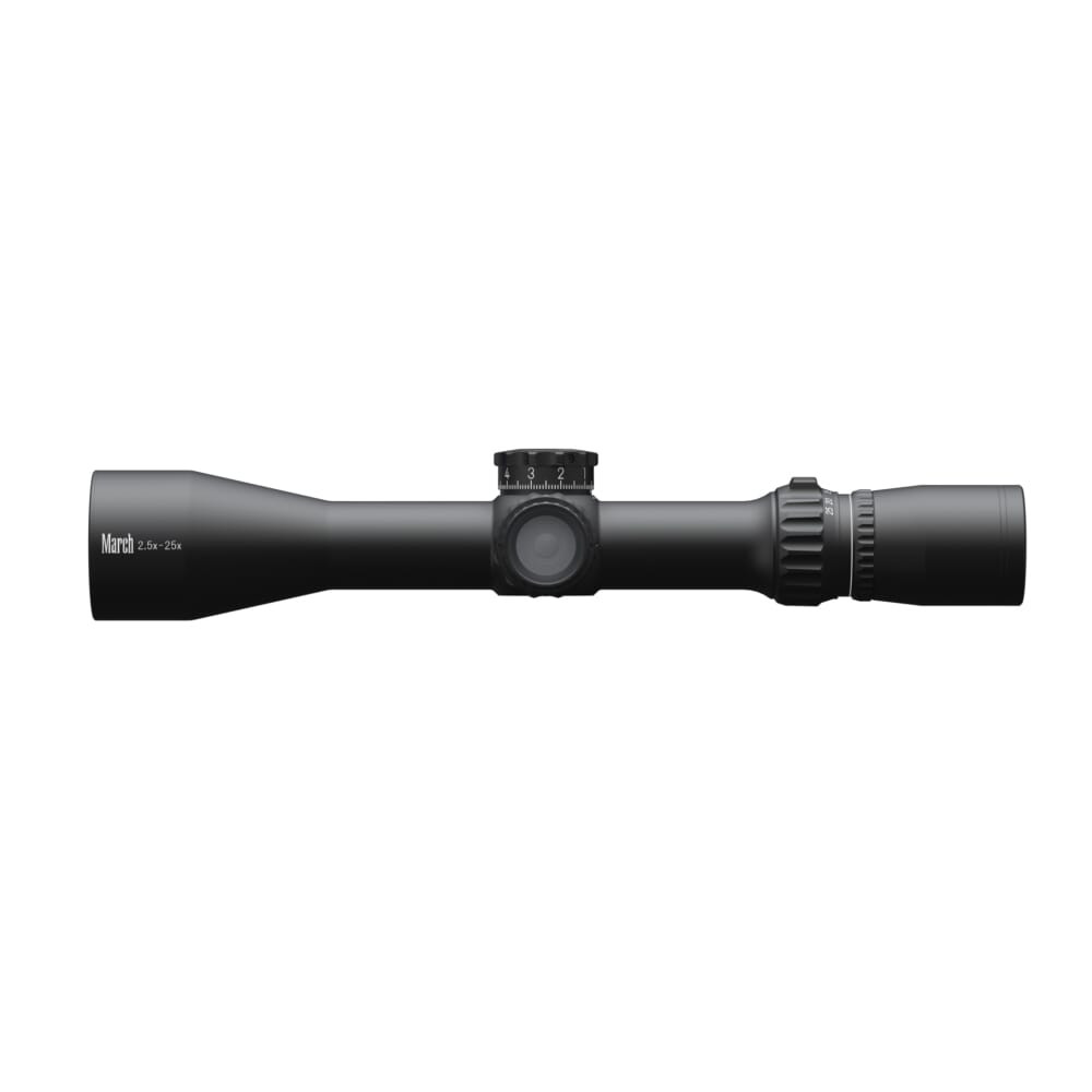 March Scopes March Compact 2.5-25x52mm SFP MML Reticle 0.1MIL 6Level Illum Riflescope D25V52IML-MML - March Scopes