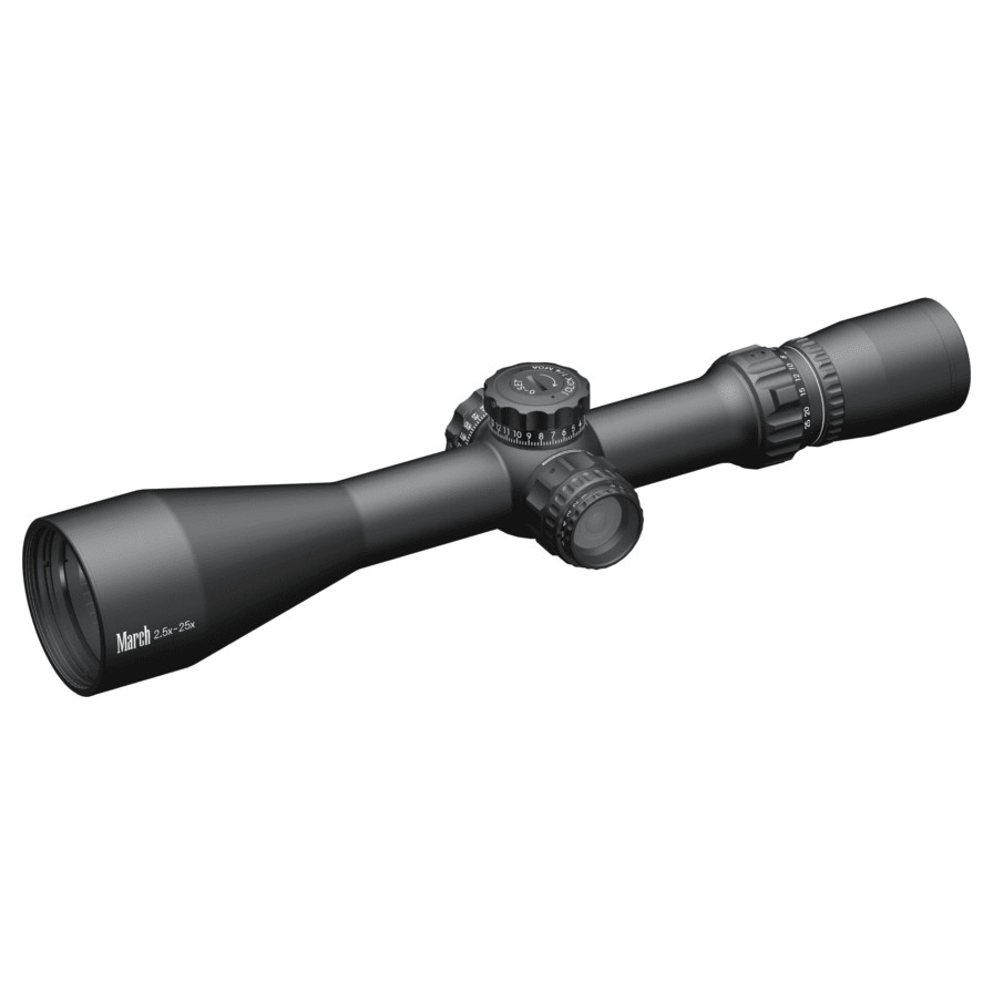 March Scopes March Compact Tactical 2.5-25x52mm SFP MTR-2 Reticle 1/4MOA 6Level Illum Riflescope D25V52TI-MTR-2 - March Scopes