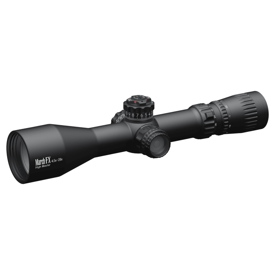 March Scopes March FX Tactical 4.5-28x52mm FMA-3 Reticle 1/4 MOA FFP Illuminated Riflescope w/Shuriken Dial Lock D28HV52WFIMAX - March Scopes