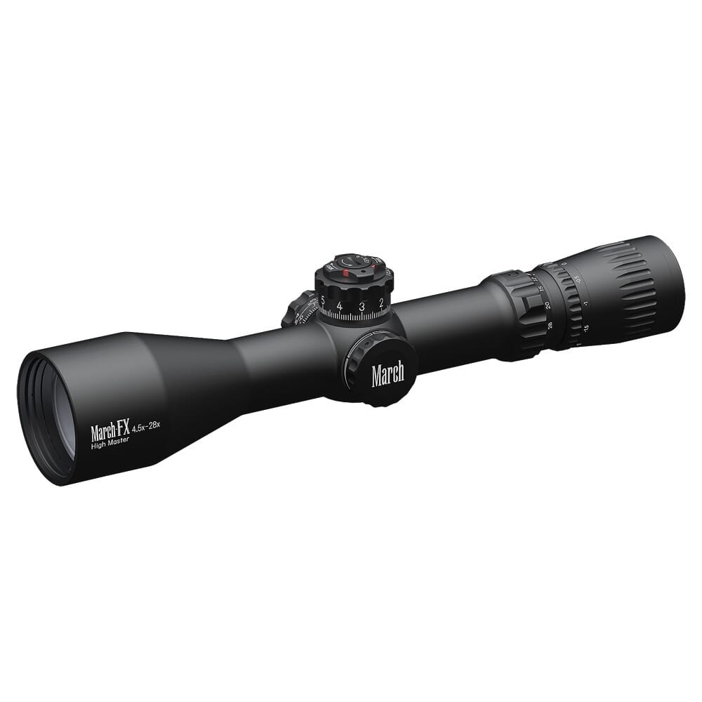 March Scopes March FX Tactical 4.5-28x52mm FML-PDK Reticle 0.1MIL FFP Non-Illuminated Riflescope w/Shuriken Dial Lock D28HV52WFMLX - March Scopes