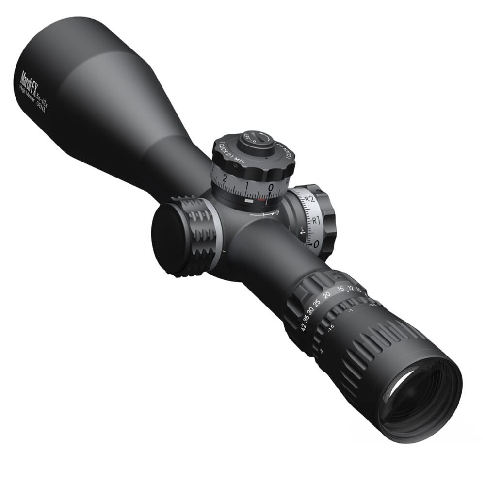 March Scopes March FX PRS Wide Angle 5-42x56mm G2 FFP FML-TR1 Reticle 0.1MIL Non-Illum Riflescope w/Writable Turrets D42HV56WFML-G2-FML-TR1