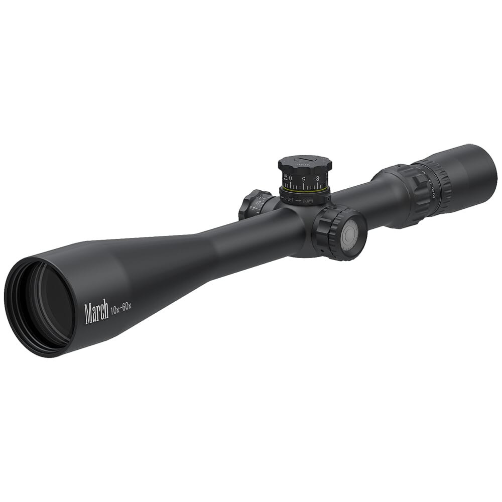 March Scopes March Tactical 10-60x52mm SFP MTR-1 Reticle 1/8MOA 6Level Illum Riflescope w/Middle Wheel D60V52TI-MTR-1 - March Scopes