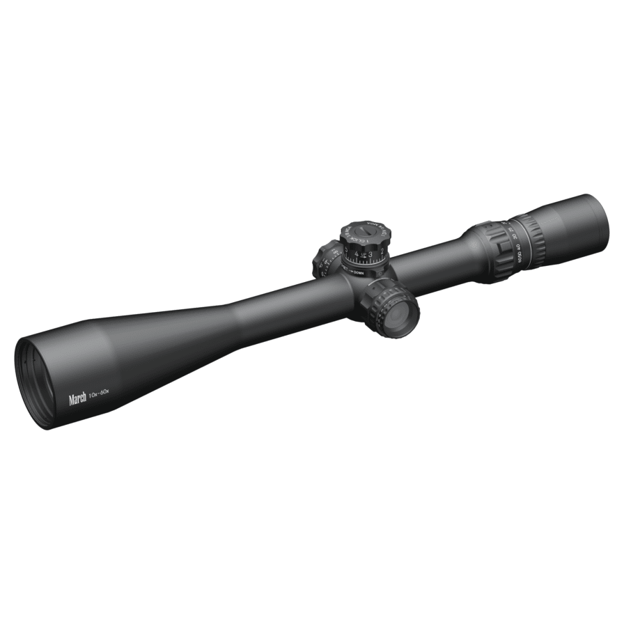 March Scopes March Tactical 10-60x52mm SFP MTR-RTM Reticle 1/8MOA 6Level Illum Riflescope w/Middle Wheel D60V52TI-MTR-RTM