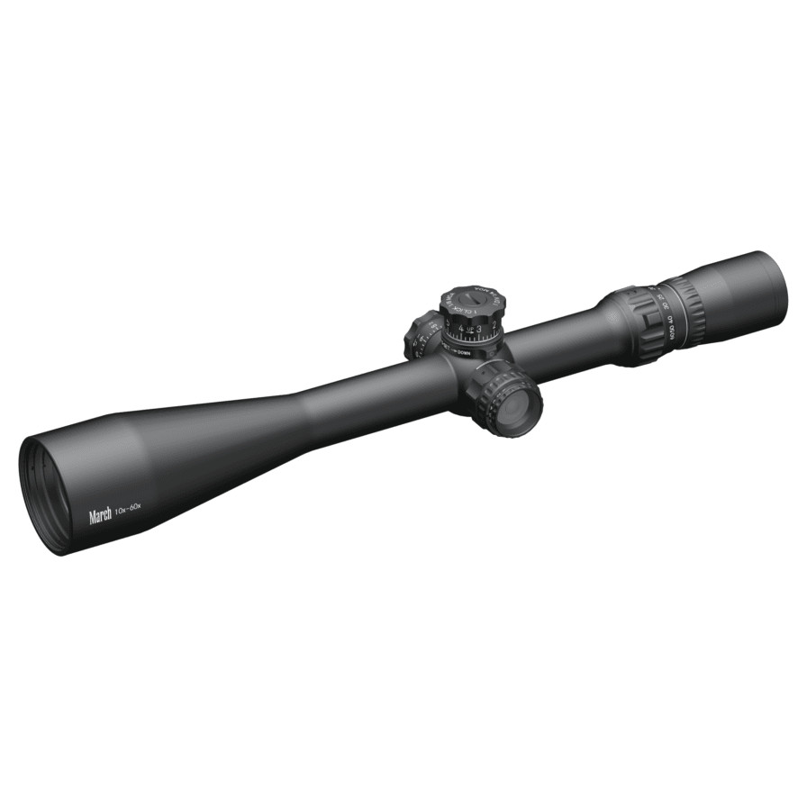 March Scopes March Tactical 10-60x52mm SFP MTR-RTM Reticle 1/8MOA 6Level Illum Riflescope w/Middle Wheel D60V52TI-MTR-RTM - March Scopes