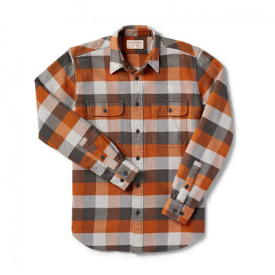 Filson Vintage Flannel Work Shirt Brown Buffalo SM 10689, Small - Filson