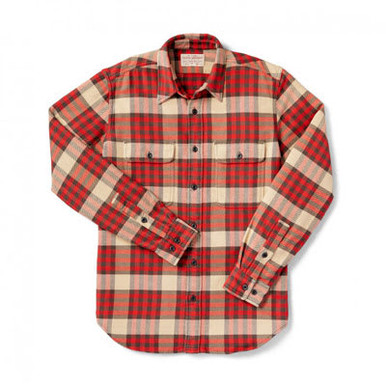Filson Vintage Flannel Work Shirt Red Tartan LG 10689, Large - Filson
