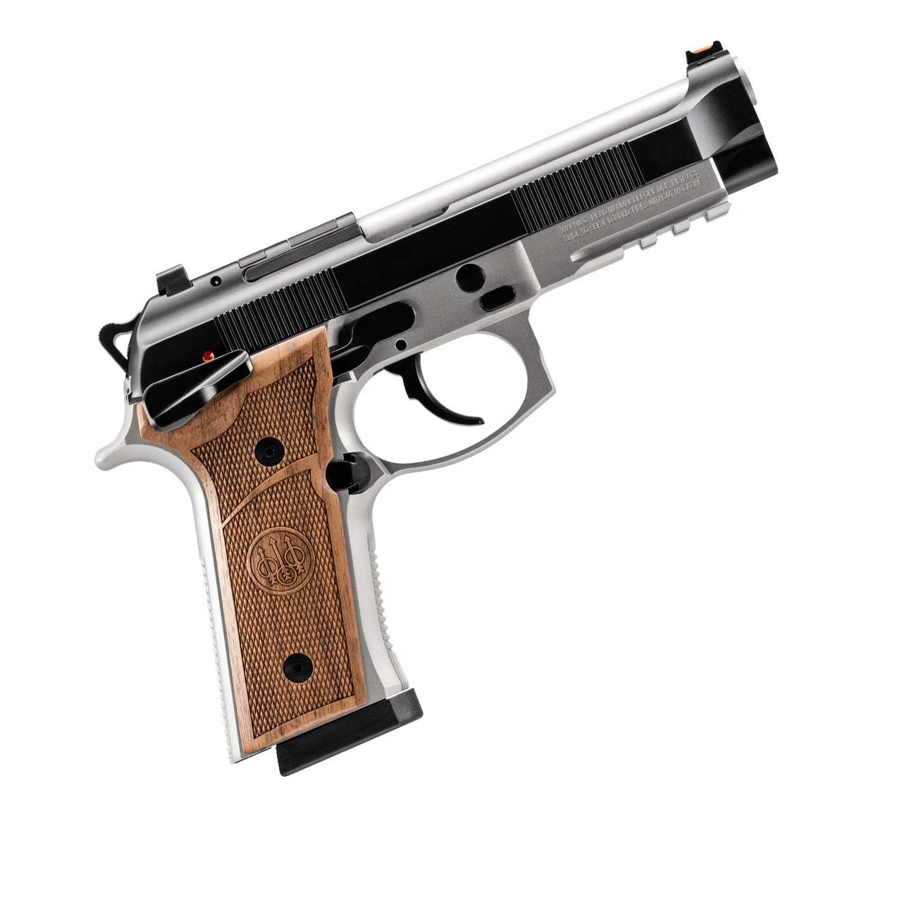 Beretta 92GTS Launch Edition 9mm 4.7" Bbl Stainless Steel/Black 15rd Pistol w/Walnut Grips J92XFMSDA15M1 - Beretta
