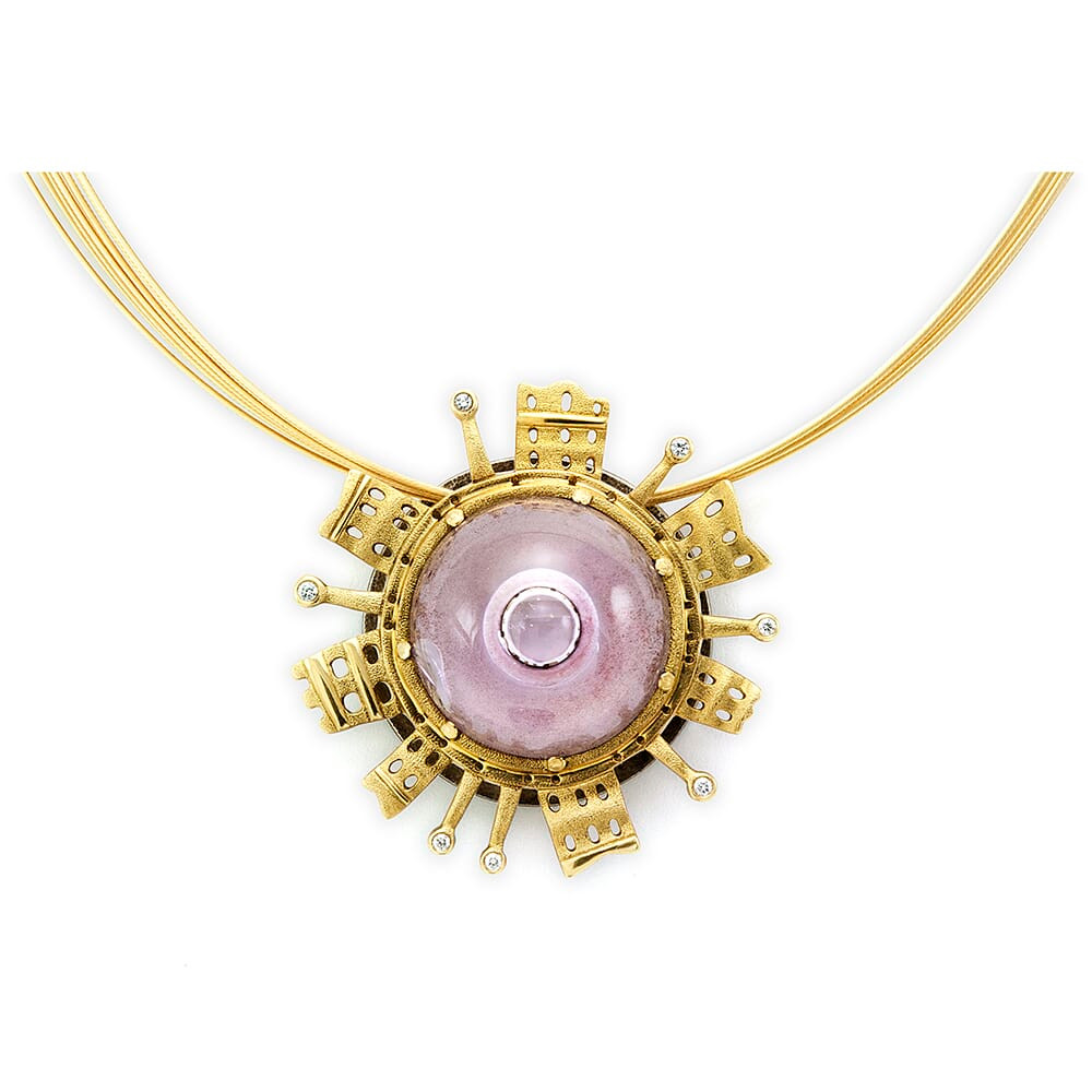 Alex Sepkus 18K Silver Diamond and Color Center Stone "Lake City" Pendant M-35 in Gold - Alex Sepkus