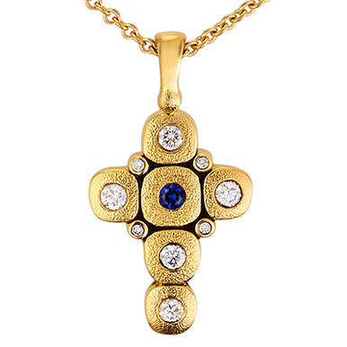 Alex Sepkus 18K, Sapphire and Diamond "Candy" Cross Necklace M-55S15 - Alex Sepkus