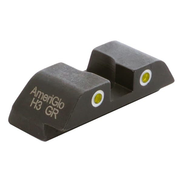 Ameriglo Classic Yellow Tritium 2-Dot w/White Outlines .24"H .15"W Sq Notch Rear Sight for Glock (Excl. 42,43,48) GL-111R - Ameriglo