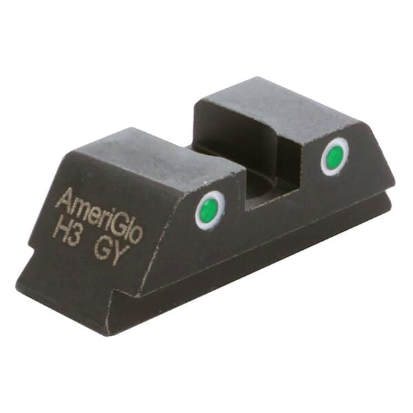Ameriglo Classic Green Tritium 2-Dot w/White Outlines .272"H .15"W Sq Notch Rear Sight for Glock (Excl. 42,43,48) GL-119R - Ameriglo