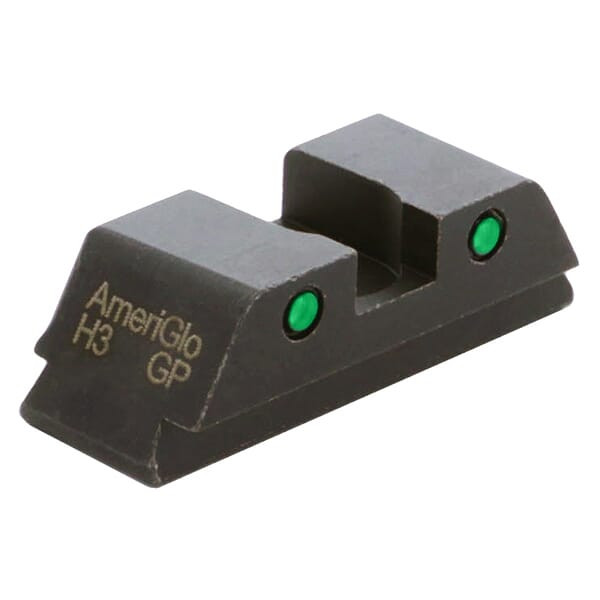 Ameriglo Classic Green Tritium 2-Dot w/Black Outlines .256"H .15"W Sq Notch Rear Sight for Glock (Excl. 42,43,48) GL-146R - Ameriglo