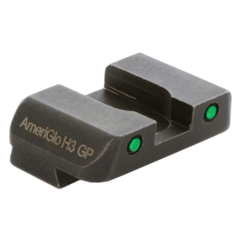 Ameriglo Pro Green Tritium 2-Dot w/Black Outlines .256"H .180 Sq Notch Rear Sight for Glock (Excl. 42,43,48) GL-227-OP-R - Ameriglo
