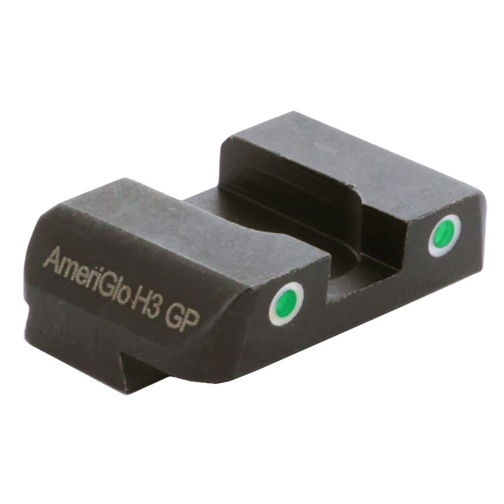 Ameriglo Pro Green Tritium 2-Dot w/White Outlines .256"H .180 Sq Notch Rear Sight for Glock (Excl. 42,43,48) GL-227R - Ameriglo