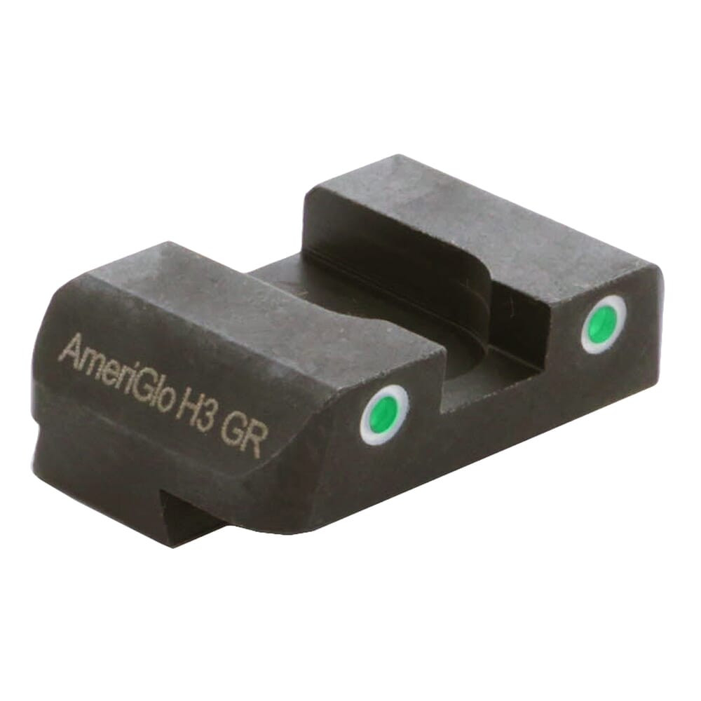 Ameriglo Pro Green Tritium 2-Dot w/White Outlines .272"H .180 Sq Notch Rear Sight for Glock (Excl. 42,43,48) GL-233R - Ameriglo