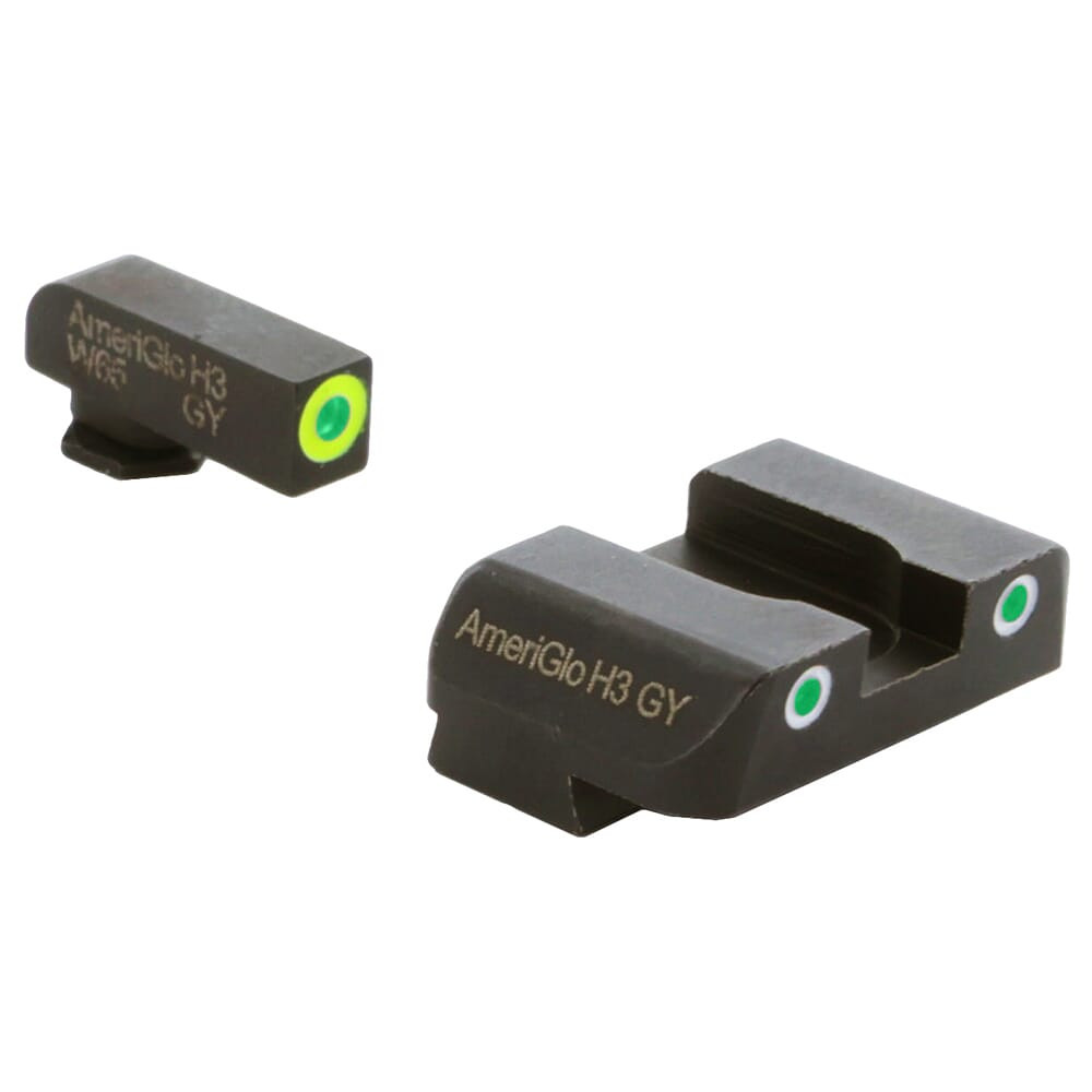 Ameriglo Spartan Grn Trit w/LumiGreen Outline Front, Grn Trit w/Wht Outline Rear 3-Dot Night Sight for Glock 20,21,29-32,36,40,41 GL-247 - Ameriglo