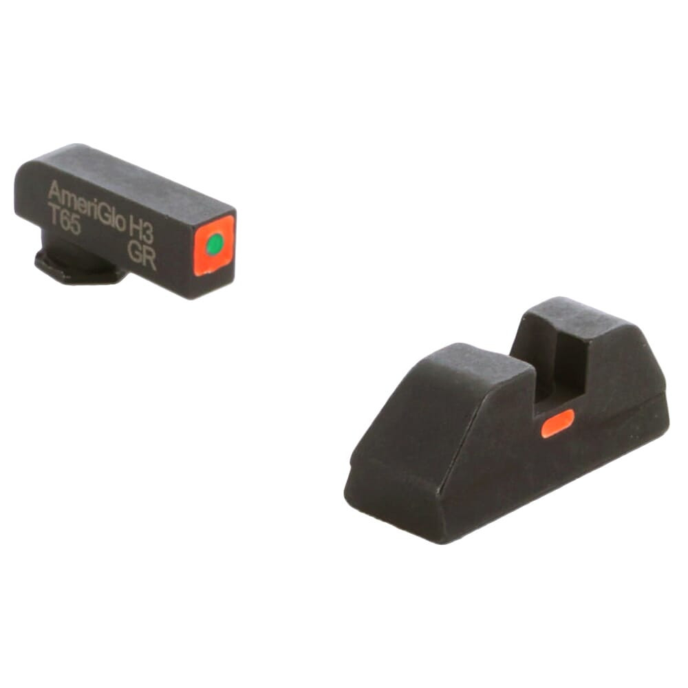 Ameriglo CAP Green Tritium Orange Sq Outline Front, Orange Line Non-Trit Rear Sight Set for Glock 42,43,43X,48 GL-607 - Ameriglo