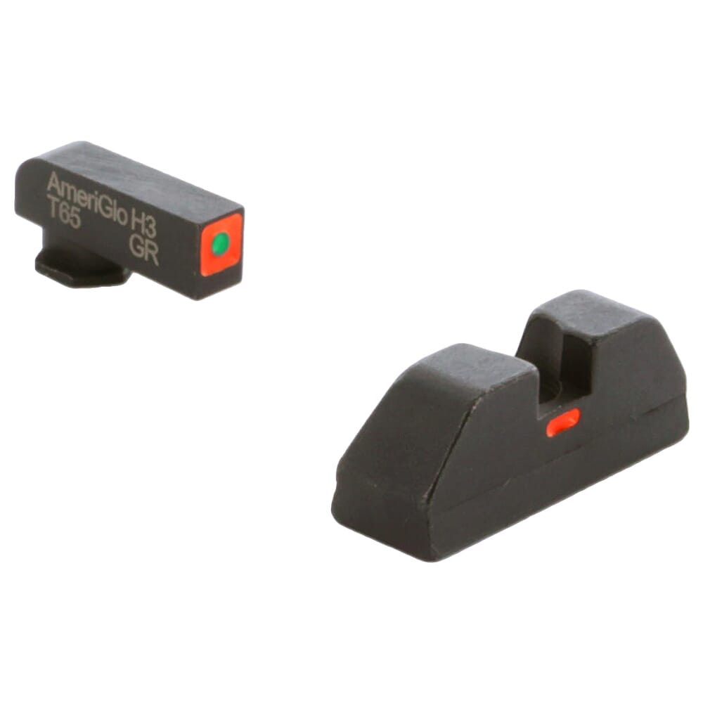 Ameriglo T-CAP Green Tritium Orange Sq Outline Front, Orange Line Non-Trit Rear Sight Set for Glock 20,21,29-32,36,40,41 GL-627 - Ameriglo
