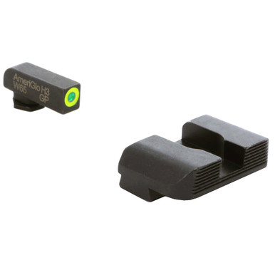 Ameriglo Protector Green Tritium w/LumiGreen Outline Front, Black Serrated Rear Sight Set for Glock 20,21,29-32,36,40,41 GL-703 - Ameriglo