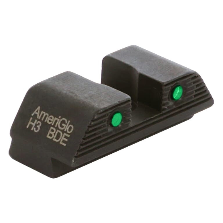 Ameriglo Trooper MOS Green Tritium 2-Dot w/Black Outlines .276"H .165 Sq Notch Rear Sight for Glock (Excl. 42,43,48) GL-875R - Ameriglo
