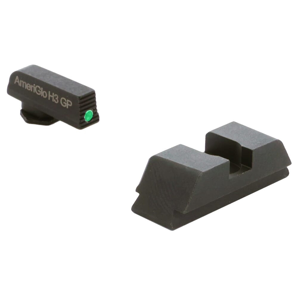 Ameriglo Defoor EDC Black Serrated Front w/Green Tritium, Flat Black Rear Night Sight for Glock Gen 1-4 17,19,22-24,26,27,33-35,37-39 GT-514 - Ameriglo
