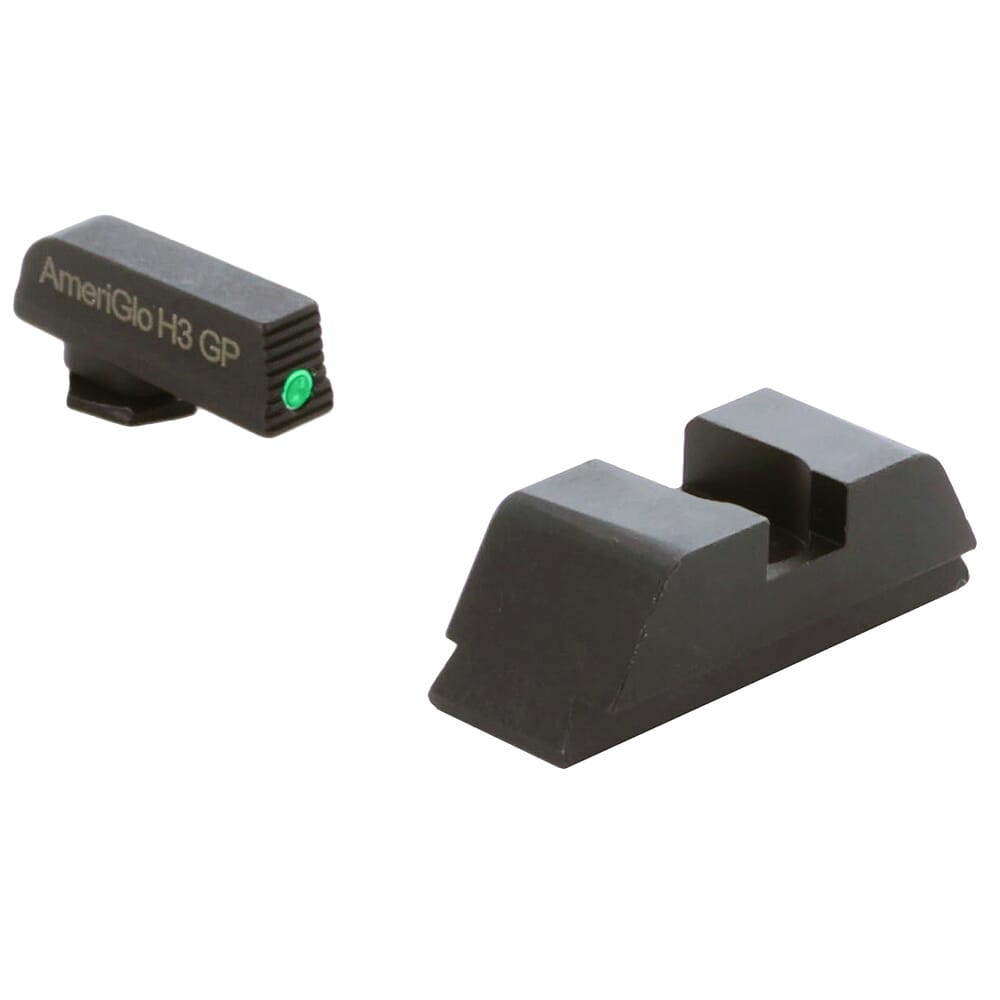 Ameriglo Defoor EDC Black Serrated Front w/Green Tritium, Flat Black Rear Night Sight for Glock 20,21,29-32,36,40,41 GT-516 - Ameriglo