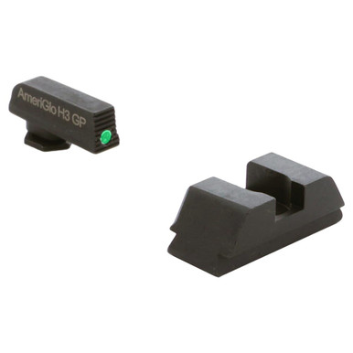 Ameriglo Defoor EDC Black Serrated Front w/Green Tritium, Flat Black Rear Night Sight for Glock 42,43,43X,48 GT-517 - Ameriglo