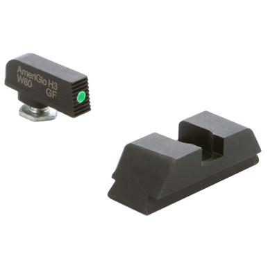 Ameriglo Defoor EDC Black Serrated Front w/Green Tritium, Flat Black Rear Night Sight for Glock Gen5 9/40 GT-5514 - Ameriglo