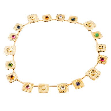 Alex Sepkus 18K & Colored Stone "Square Characters" Necklace N-36 - Alex Sepkus
