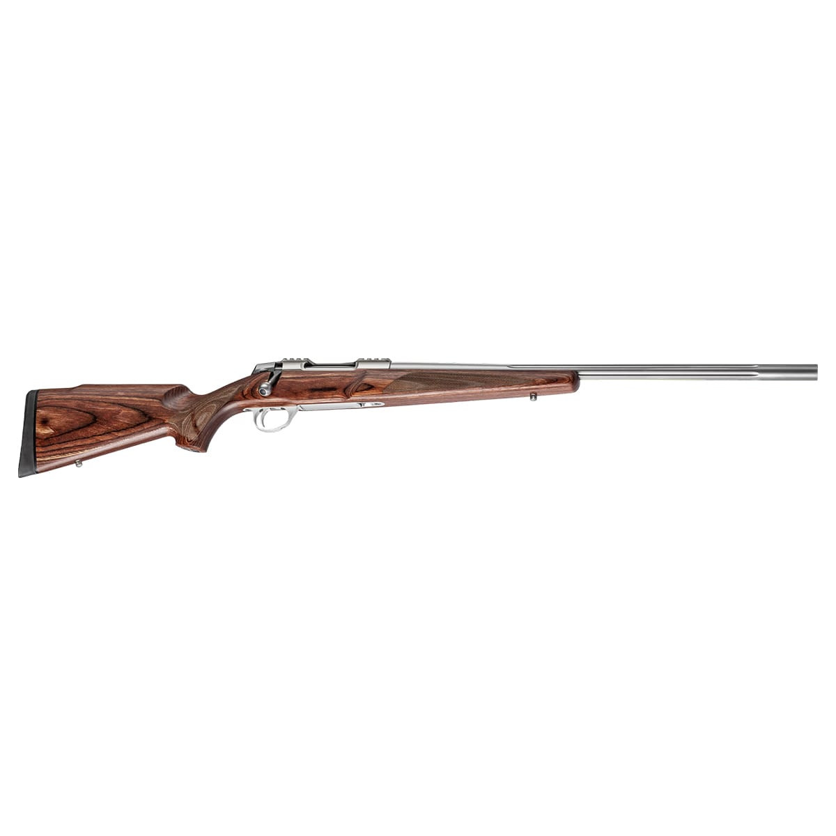 Sako 90 Varmint Laminated Stainless Steel 7MM-08 No Sights 23.7 Fluted BBL 1:9 TPI RH SS Trig 5RD Laminate / Oiled Brown J06094