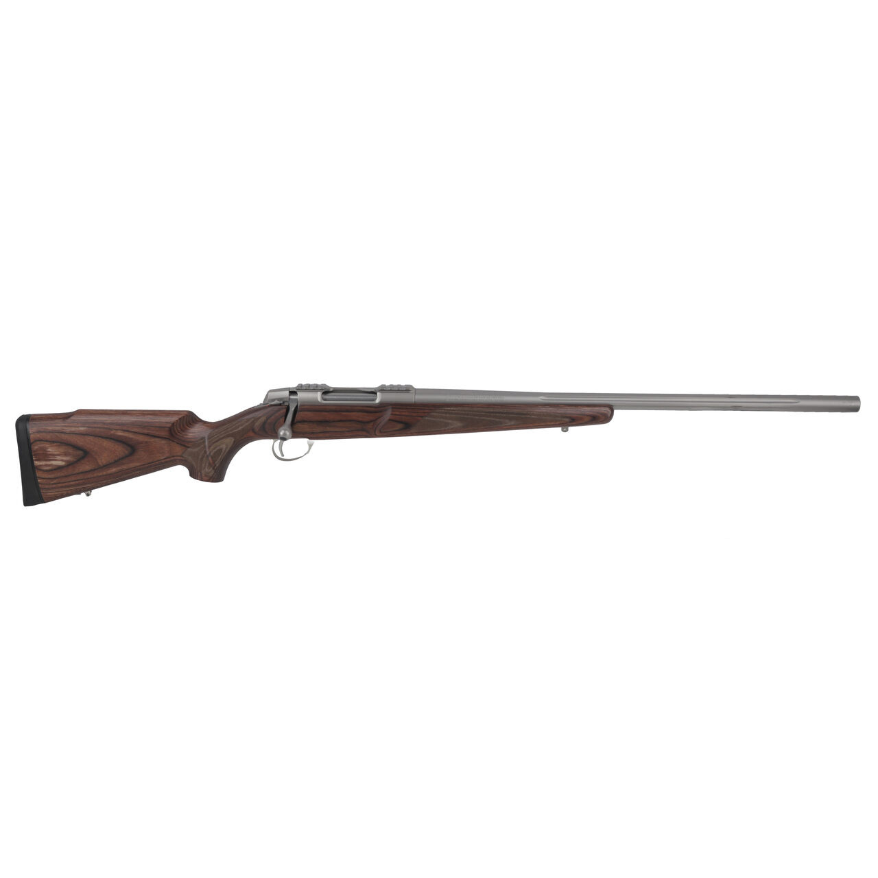 Sako 90 Varmint Laminated Stainless Steel 6.5 CM No Sights 23.7 Fluted BBL 1:8 TPI RH Std Trig 5RD Laminate / Oiled Brown J06193 - Sako