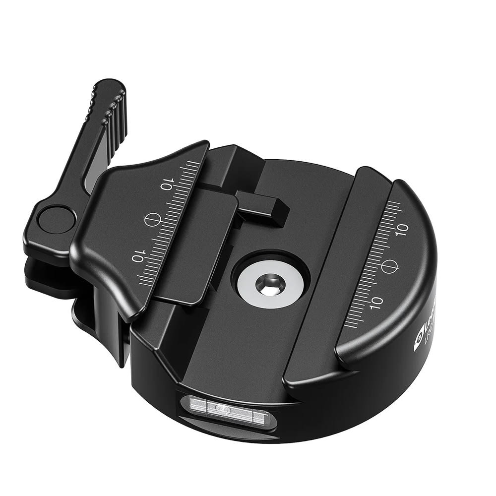 Leofoto Round-shaped Lever-release Hybrid Clamp for Arca/Picatinny, 60mm Diameter, 3/8" Mounting Hole LRC-60 in Black - Leofoto