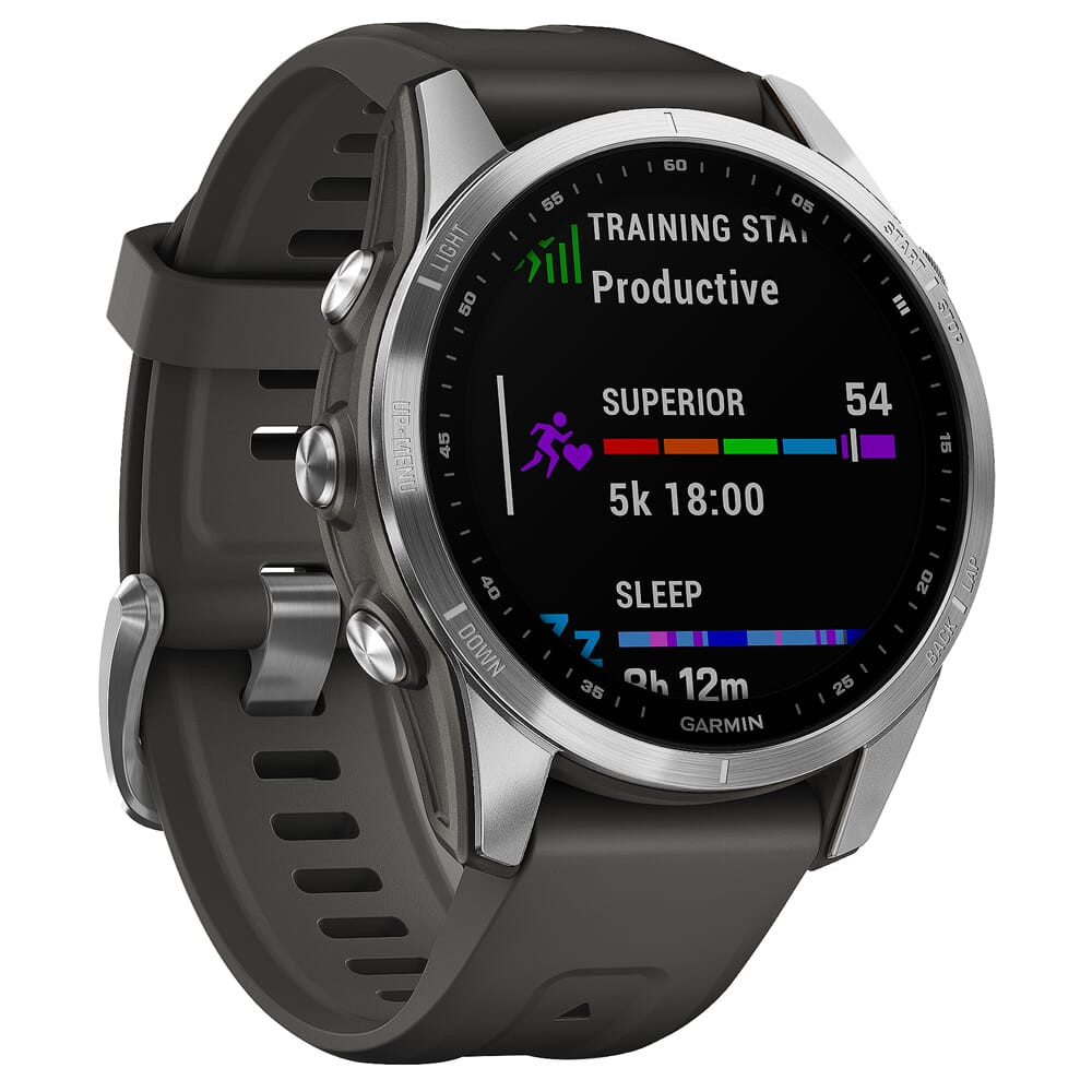 Garmin fenix 7S Stainless Steel w/Graphite Band Smartwatch 010-02539-00 - Garmin