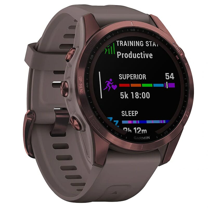 Garmin fenix 7S Sapphire Solar Dark Bronze Titanium w/Shale Gray Band Smartwatch 010-02539-28 - Garmin