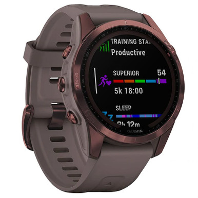 Garmin fenix 7S Sapphire Solar Dark Bronze Titanium w/Shale Gray Band Smartwatch 010-02539-28 - Garmin