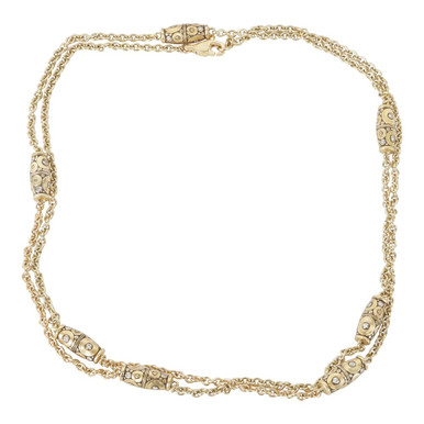 Alex Sepkus 18K Diamond "Orchard" Necklace with 57 Diamonds (0.93ct) and 38" Cable Chain with 7 Barrel Bead Stations N-51D-7-38 - Alex Sepkus