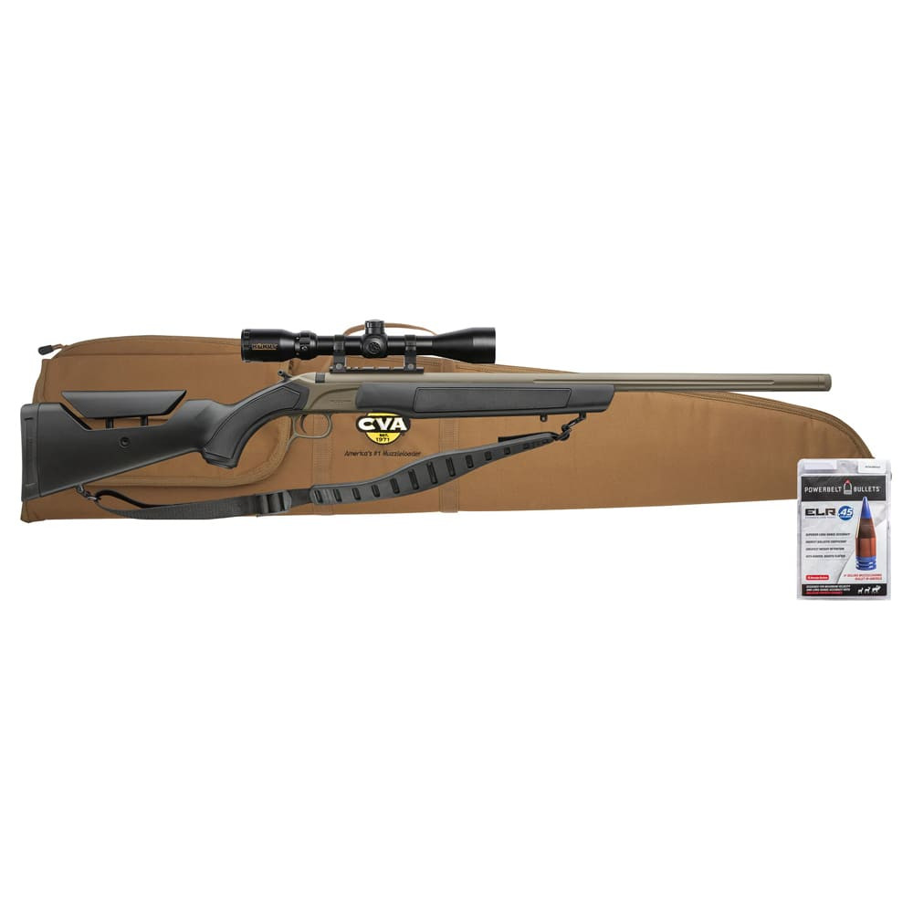 CVA ML ACCURA™ LR-X - Cerakote FDE + Nitride | Black - KonusPro 4-12x44 IR BDC Reticle - .45 cal - 30" bbl - 3/4x20 PR3210NSCP - CVA ML