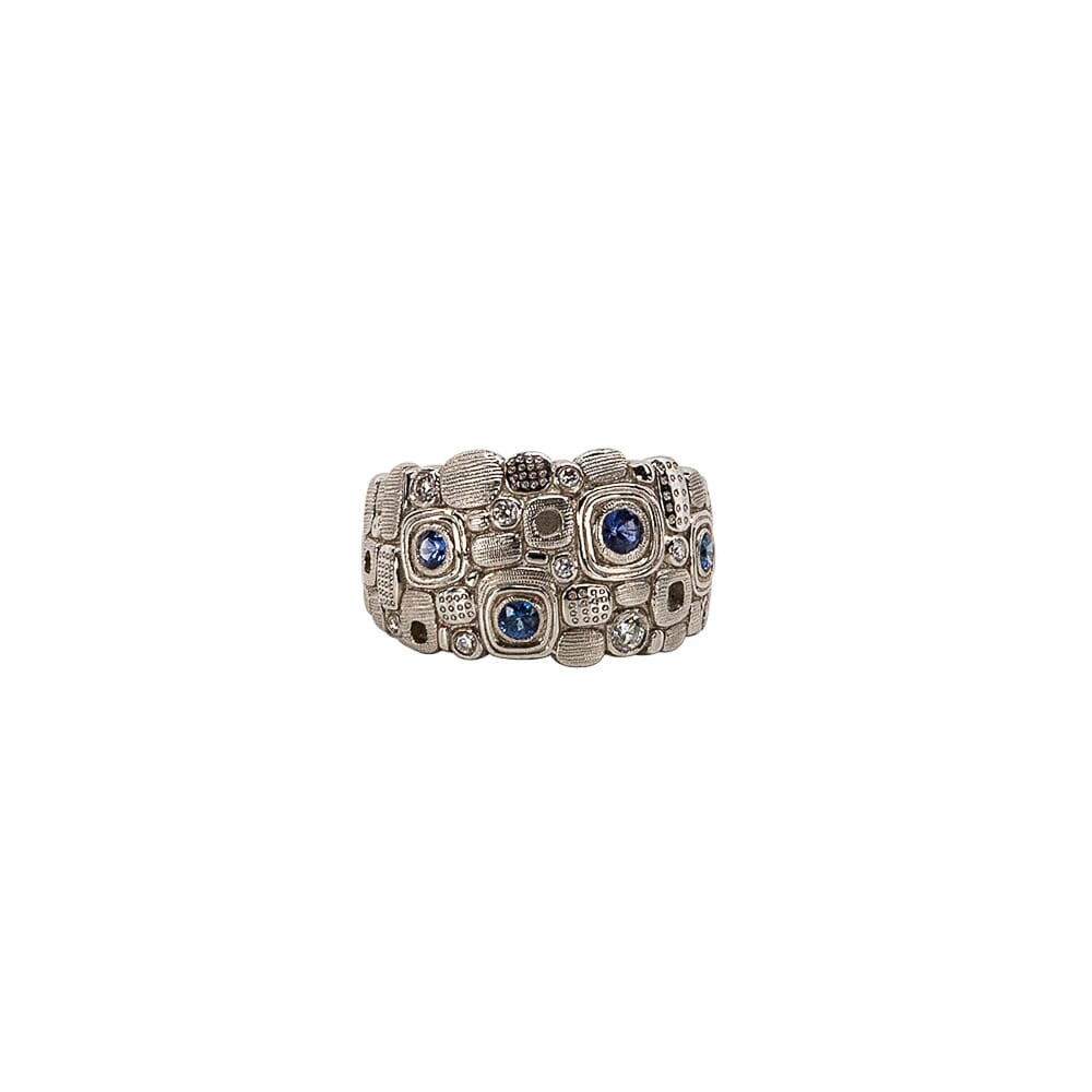 Alex Sepkus Platinum, Sapphire and Diamond "Little Windows" Dome Ring R-101PS, 13mm - Alex Sepkus