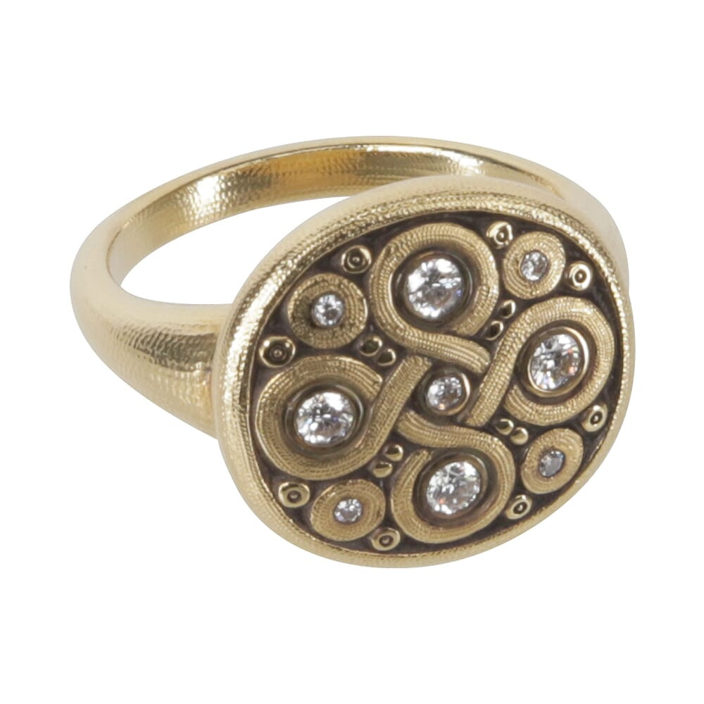 Alex Sepkus 18k Diamond "Celtic Spring" Ring with 9 White Diamonds (0.25 Total CT Weight) R-161D, 7 - Alex Sepkus