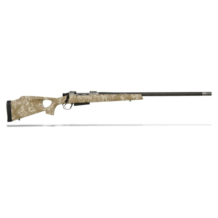 Christensen Arms Summit CF 6.5 Creedmoor Desert Digital Thumbhole Stock with Muzzle brake and Soft Case - Christensen Arms