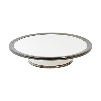 Reich Chancellery Wellner/Villeroy & Boch cake platter 14 1/2 Diameter, Porcelain Body with VB Logo, and Silver Plated Rim with RK Eagle - 