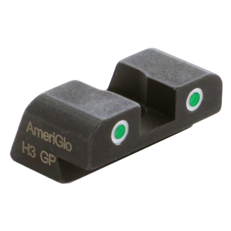 Ameriglo Green Tritium 2-Dot w/White Outlines .25"H .165" Sq Notch #8 Rear Sight for Most Sig/Springfield Models, Hellcat (non OSP) SG-161-165R - Ameriglo