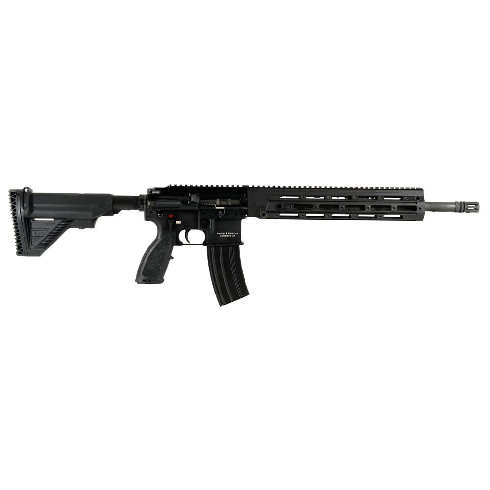 HK MR556 with Remington Defense For-end tube and POF charging handle. New never fired. Buttstock sling attachment is cracked on left side. UA1054 - 