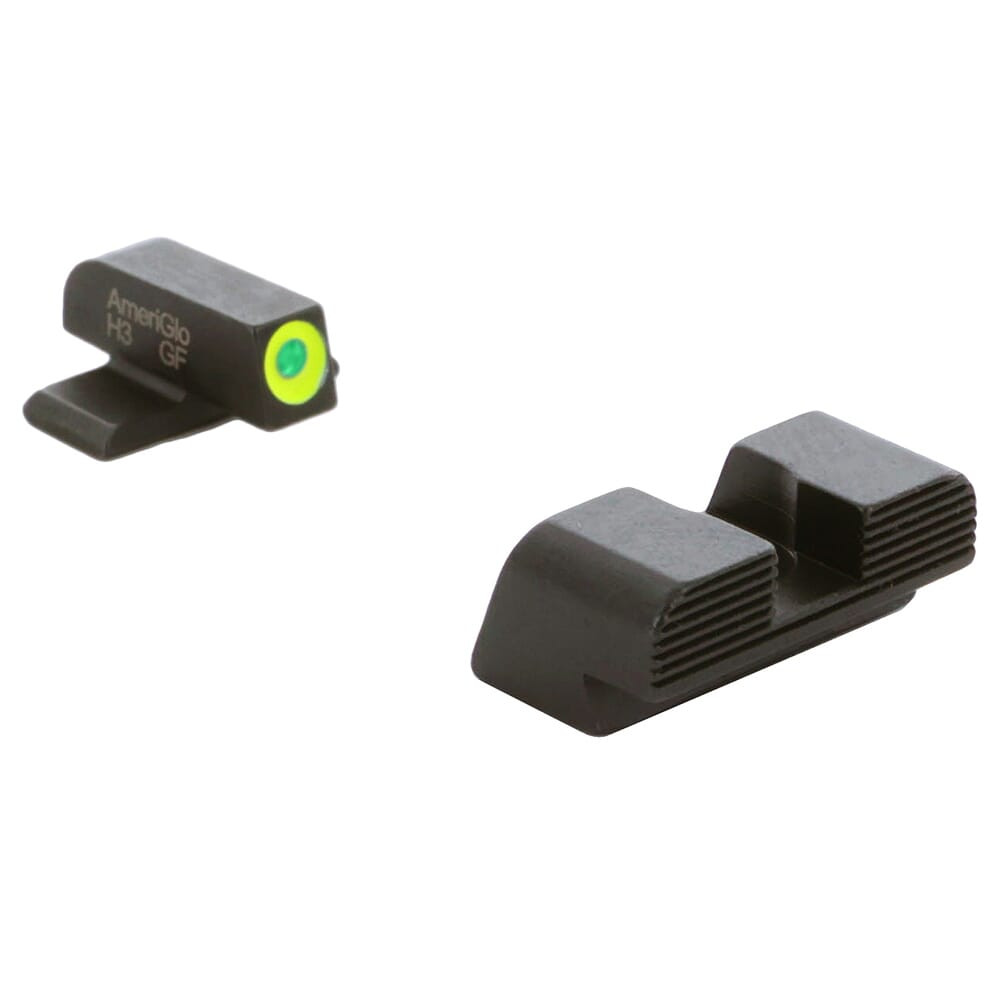 Ameriglo Protector Green Tritium w/LumiGreen Outline Front, Black Serrated Rear Sight Set for Sig (#8 Front/#8 Rear) SG-533 - Ameriglo