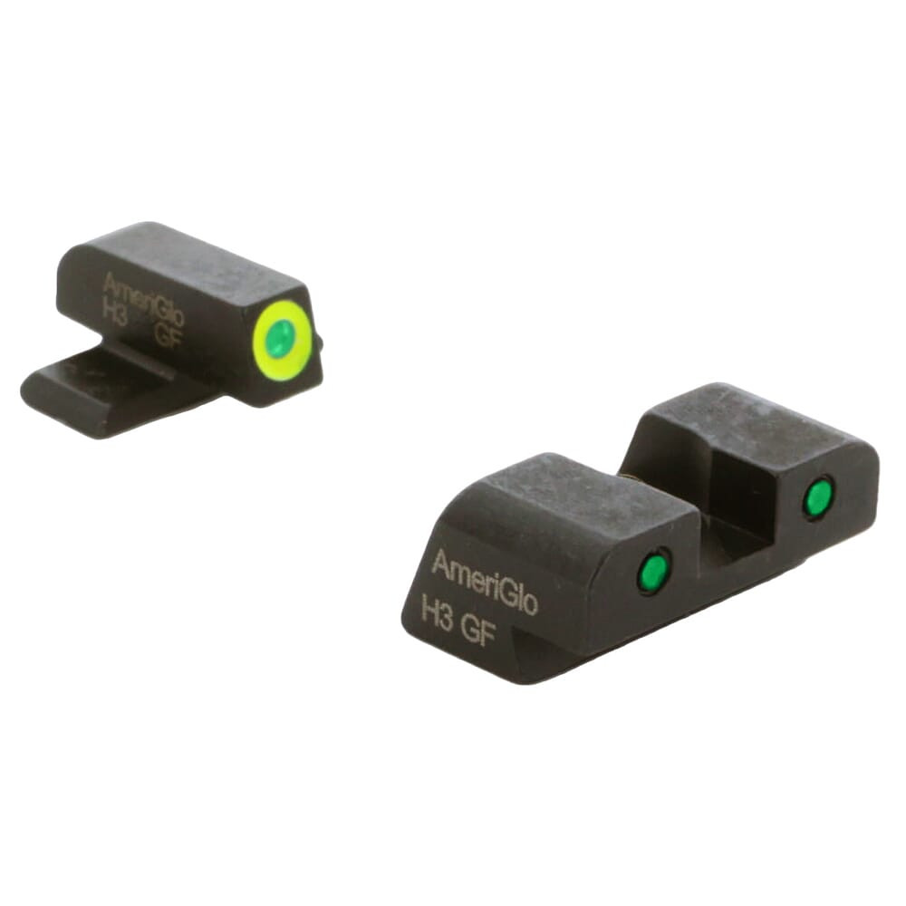 Ameriglo Spartan Green Tritium w/LumiGreen Outline Front, Green Tritium w/Black Outline Rear 3-Dot Night Set for Sig (#8 Front/#8 Rear) SG-546 - Ameriglo