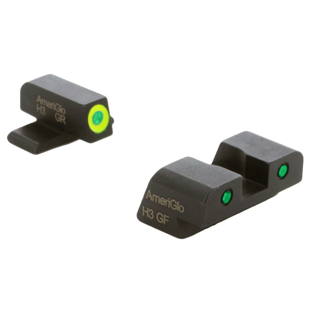 Ameriglo Spartan Green Tritium w/LumiGreen Outline Front, Green Tritium w/Black Outline Rear 3-Dot Night Set for Sig (#6 Front/#8 Rear) SG-547 - Ameriglo